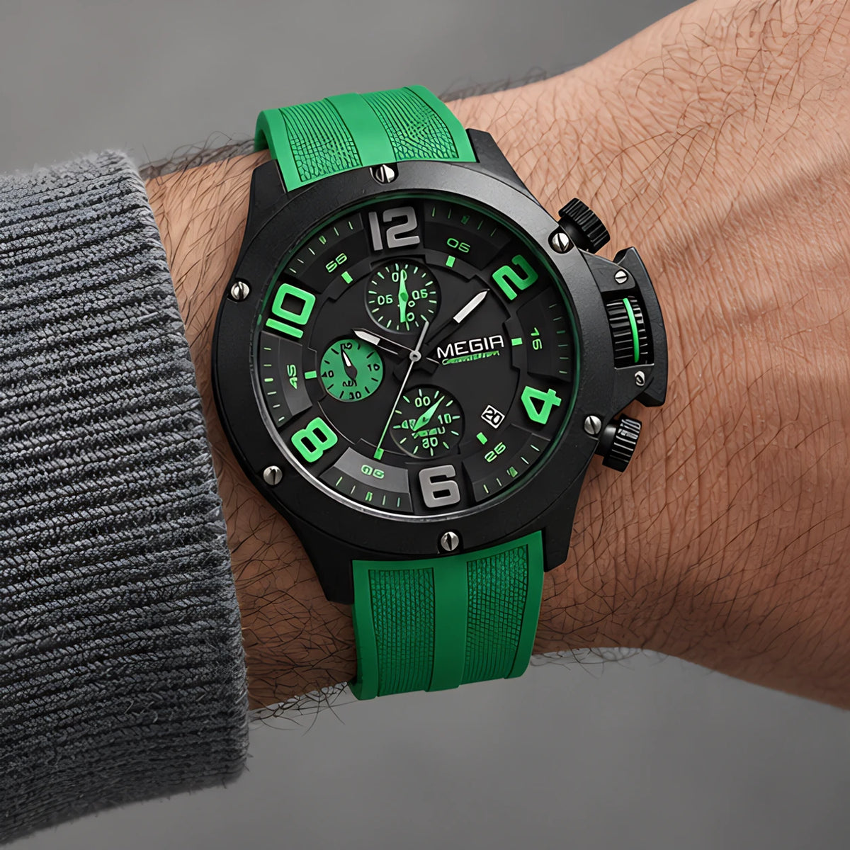 Bravik Men's Chronograph Watch 47mm - Forest Green - male - Eric Muller - Image 3