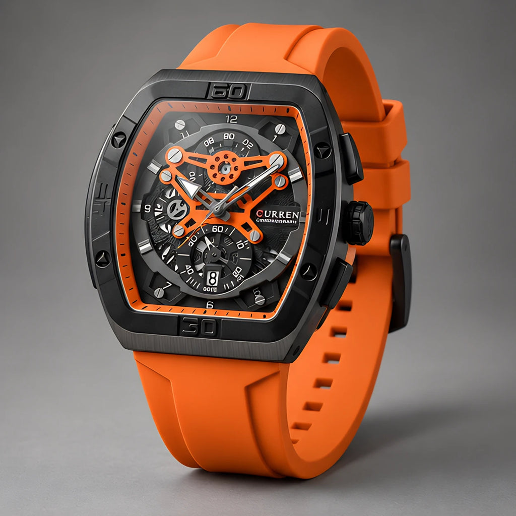Braxley Men's Tonneau Chronograph Watch 49mm - Neon Orange - Accessories > Watches > Chronograph Watches - Eric Muller - Image 1
