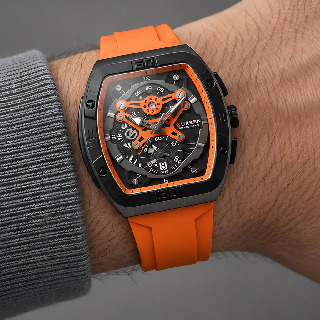 Braxley Men's Tonneau Chronograph Watch 49mm - Neon Orange - male - Eric Muller - Image 3