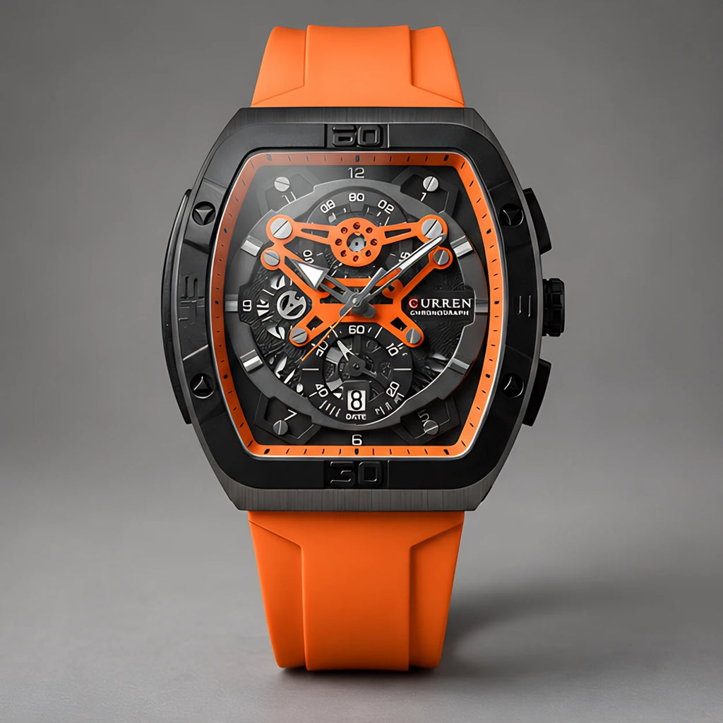 Braxley Men's Tonneau Chronograph Watch 49mm - Neon Orange - Accessories > Watches > Chronograph Watches - Eric Muller - Image 2