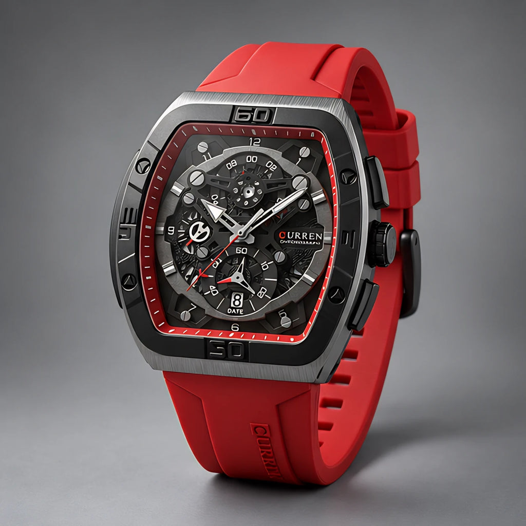 Braxley Men's Tonneau Chronograph Watch 49mm - Crimson - Accessories > Watches > Chronograph Watches - Eric Muller - Image 1