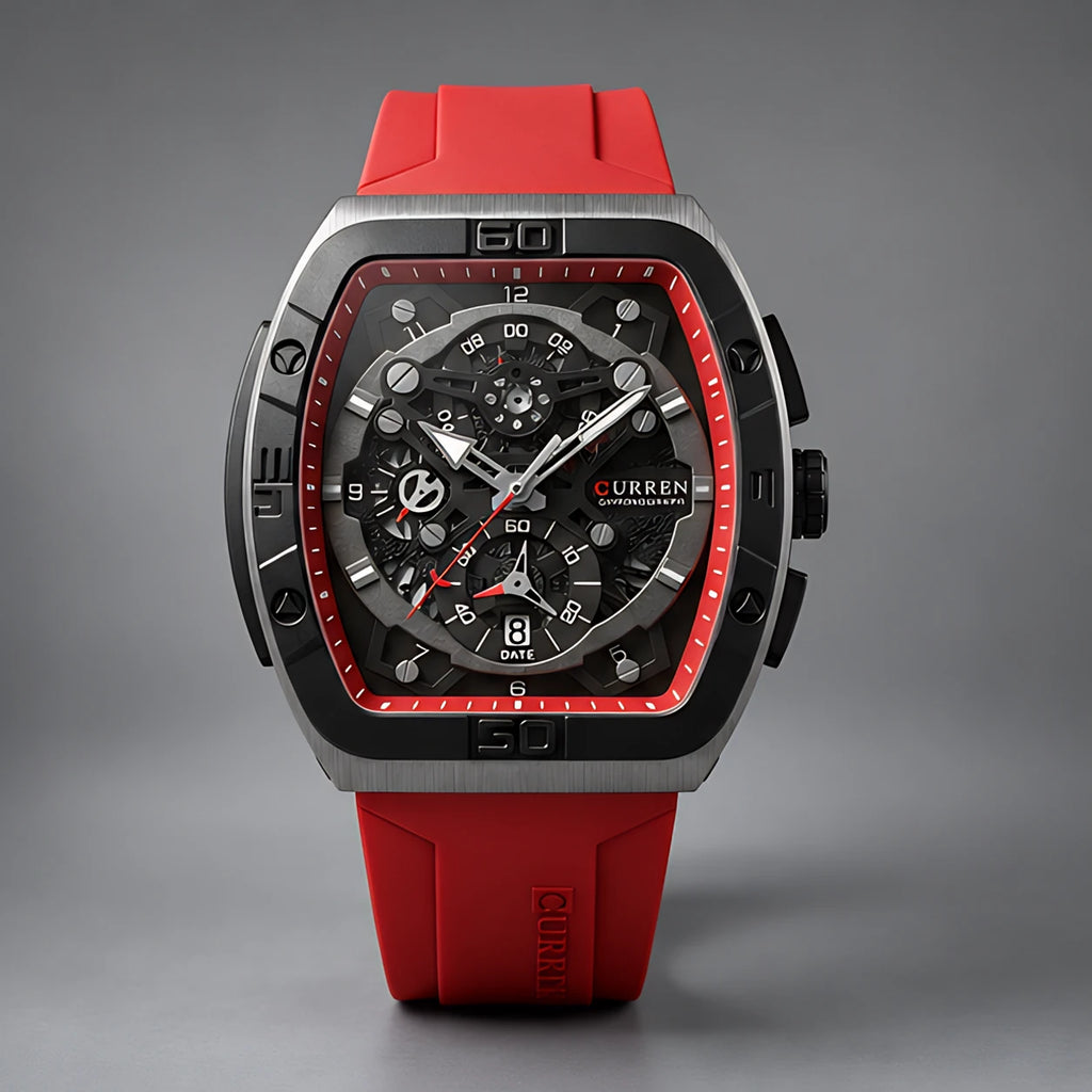 Braxley Men's Tonneau Chronograph Watch 49mm - Crimson - Accessories > Watches > Chronograph Watches - Eric Muller - Image 2
