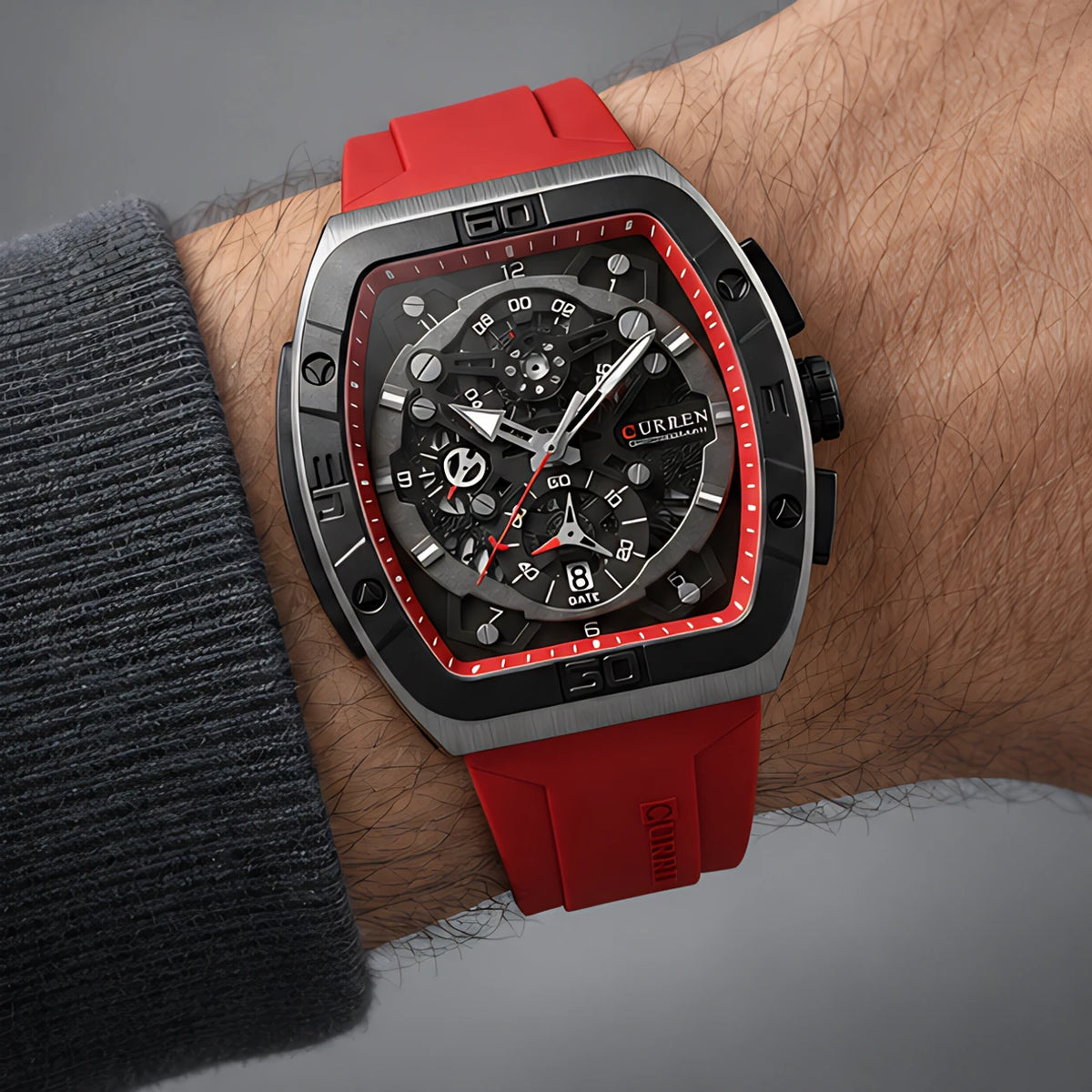 Braxley Men's Tonneau Chronograph Watch 49mm - Crimson - male - Eric Muller - Image 3