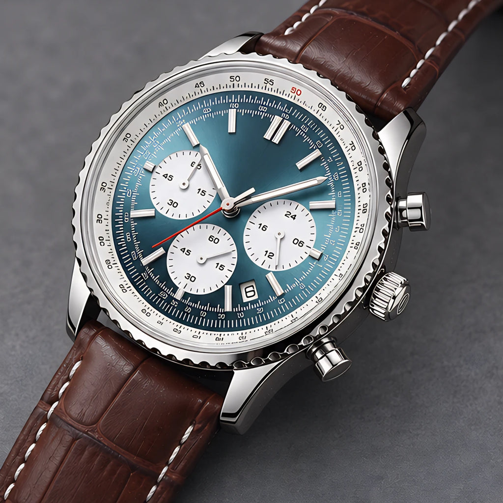 Briarwood Men's Water-Resistant Leather Strap Quartz Watch - Blue - male - Eric Muller - Image 3