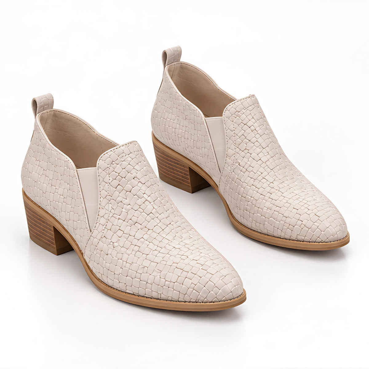 Brielle Women's Woven Leather Low Block Heel Loafers - Beige - wap - Eric Muller - Image 2