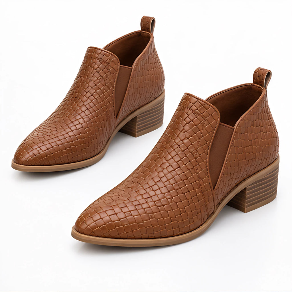 Brielle Women's Woven Leather Low Block Heel Loafers - Brown - wap - Eric Muller - Image 2