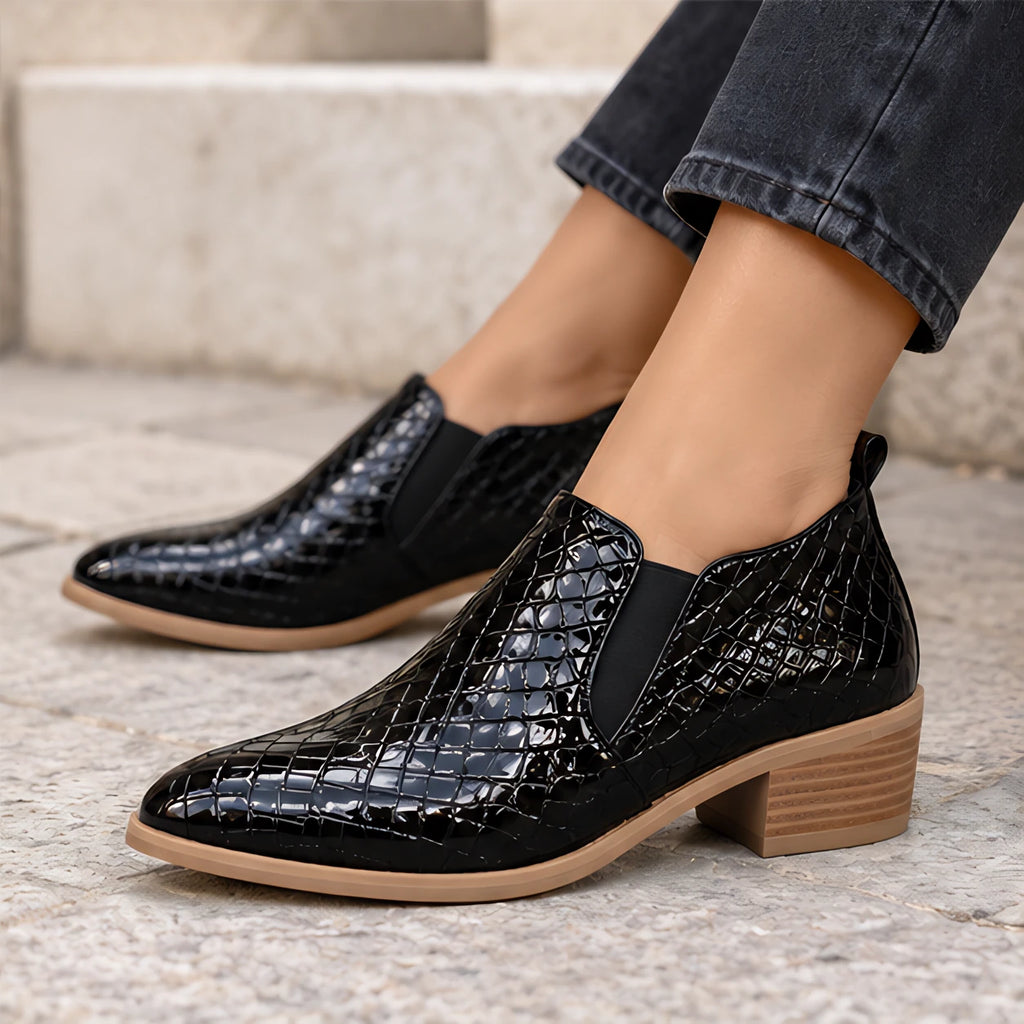 Brielle Women's Woven Leather Low Block Heel Loafers - Black - Flats - Eric Muller - Image 4