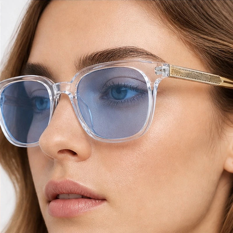Briselle Women's Sculpted Square Sunglasses - Clear & Gold - square frame - Eric Muller - Image 3