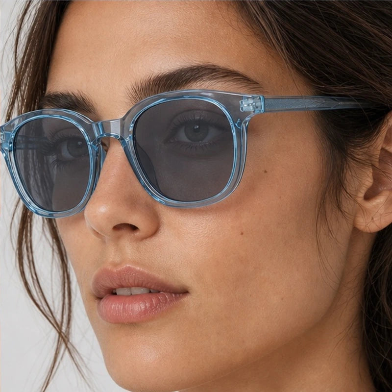 Briselle Women's Sculpted Square Sunglasses - Crystal Blue - square frame - Eric Muller - Image 3