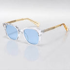 Briselle Women's Sculpted Square Sunglasses - Clear & Gold - Accessories > Eyewear > Rounded Square Sunglasses - Eric Muller - Image 1