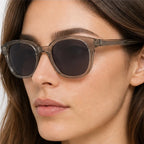 Briselle Women's Sculpted Square Sunglasses - Gray & Tan - square frame - Eric Muller - Image 3