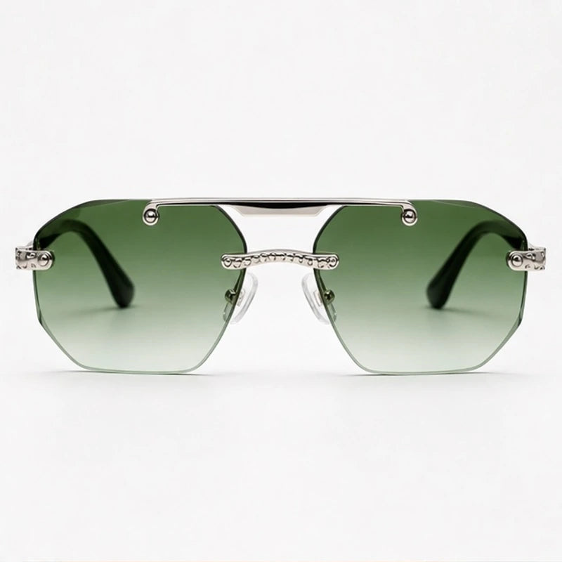 Caius Double-Bar Rimless Sunglasses - Olive - sunglasses - Eric Muller - Image 2