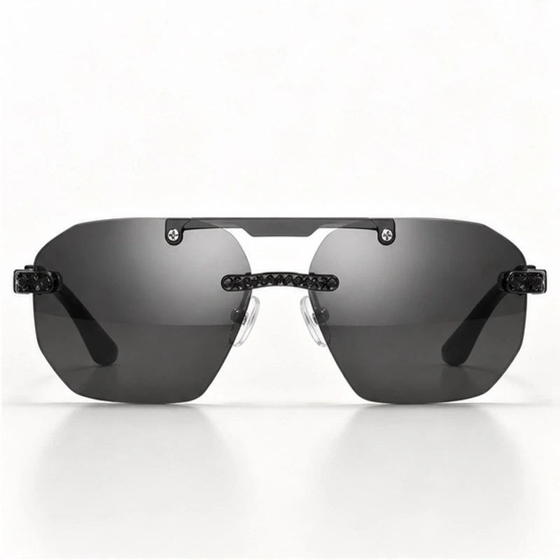 Caius Double-Bar Rimless Sunglasses - Graphite - sunglasses - Eric Muller - Image 2