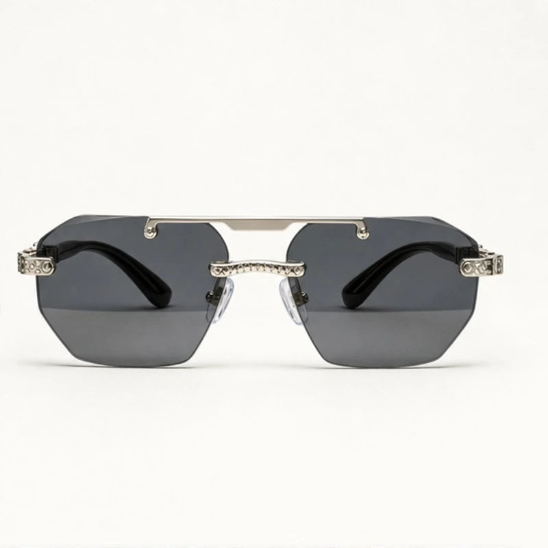 Caius Double-Bar Rimless Sunglasses - Slate - sunglasses - Eric Muller - Image 2