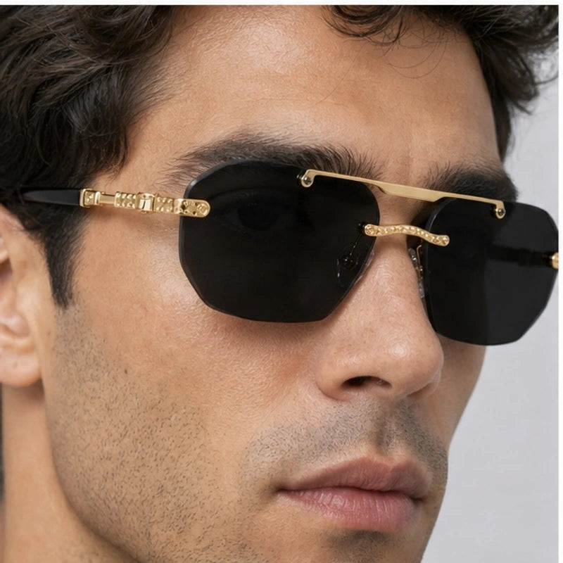 Caius Double-Bar Rimless Sunglasses - Onyx - rimless sunglasses - Eric Muller - Image 3