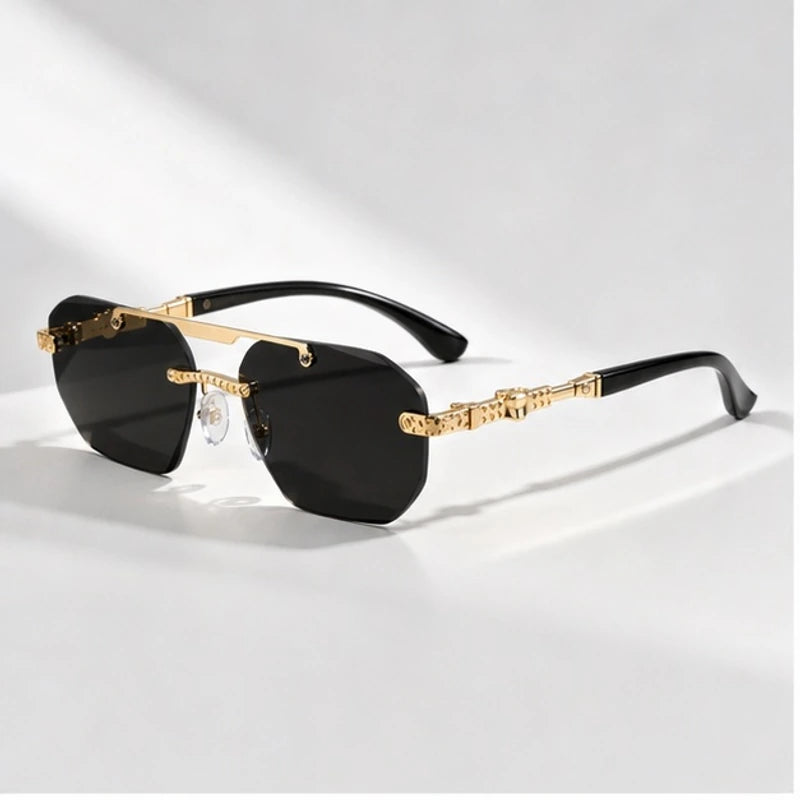 Caius Double-Bar Rimless Sunglasses - Onyx - Sunglasses - Eric Muller - Image 1
