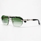 Caius Double-Bar Rimless Sunglasses - Olive - Sunglasses - Eric Muller - Image 1