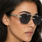 Caius Double-Bar Rimless Sunglasses - Slate - octagonal sunglasses - Eric Muller - Image 4