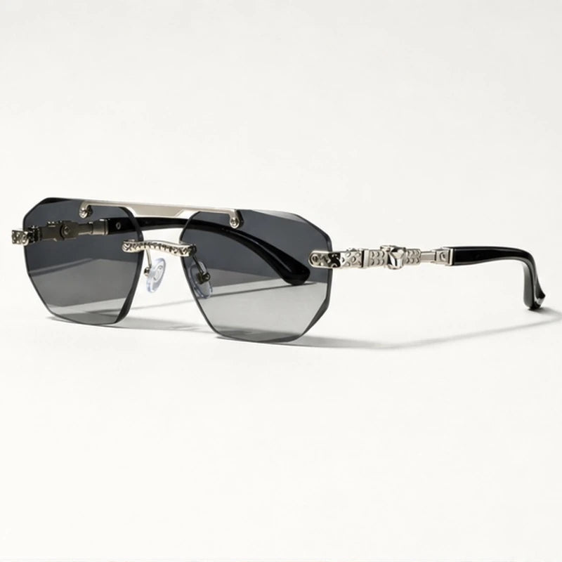 Caius Double-Bar Rimless Sunglasses - Slate - Sunglasses - Eric Muller - Image 1