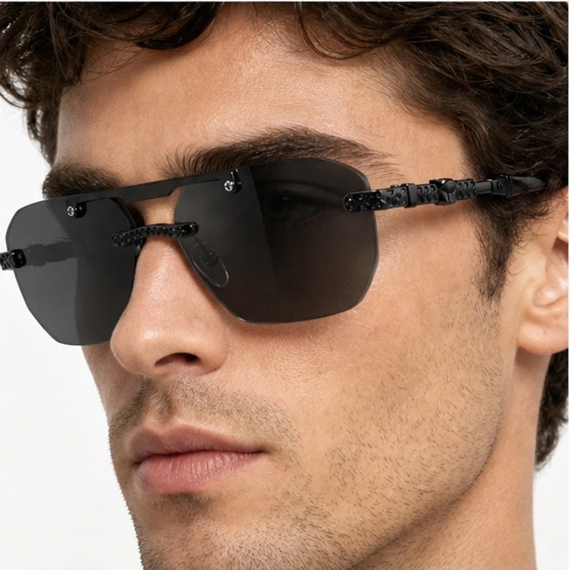Caius Double-Bar Rimless Sunglasses - Graphite - rimless sunglasses - Eric Muller - Image 3