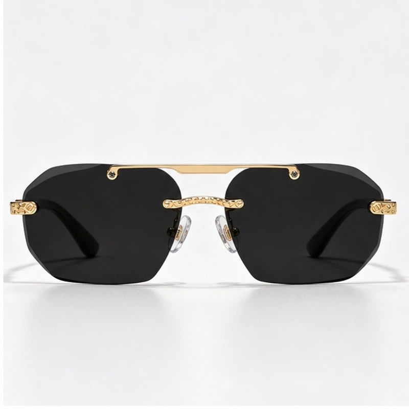 Caius Double-Bar Rimless Sunglasses - Onyx - sunglasses - Eric Muller - Image 2