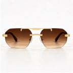 Caius Double-Bar Rimless Sunglasses - Amber - sunglasses - Eric Muller - Image 2