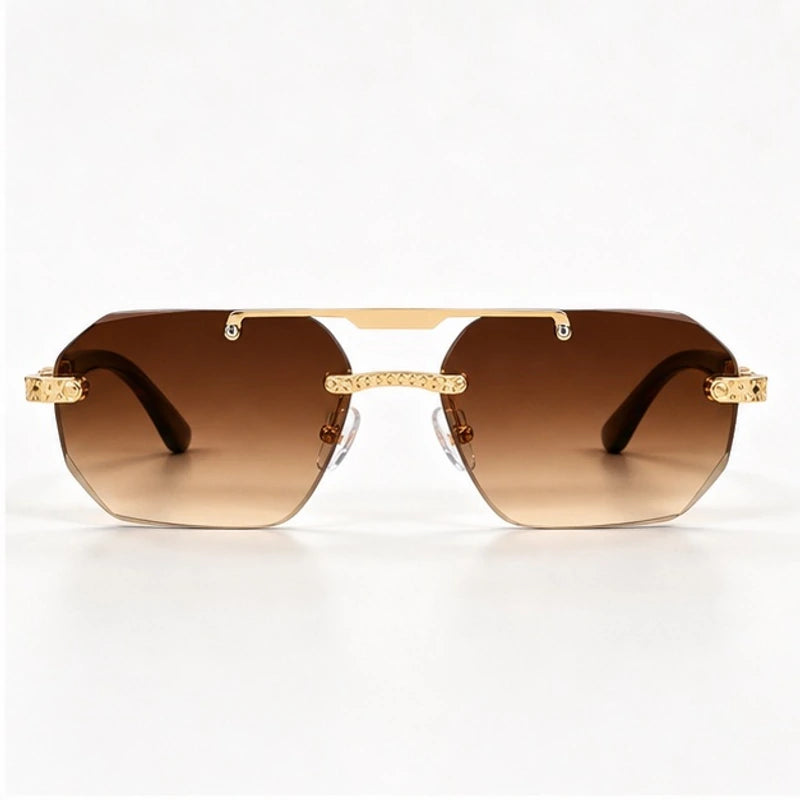 Caius Double-Bar Rimless Sunglasses - Amber - sunglasses - Eric Muller - Image 2