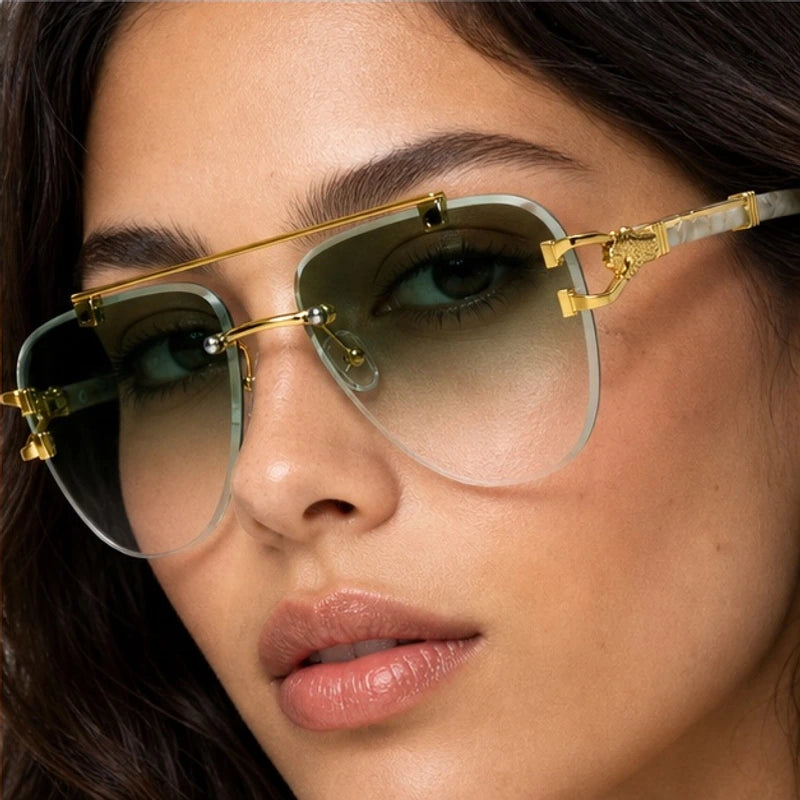 Caius Rimless Aviator Shades - Noir - rimless sunglasses - Eric Muller - Image 3