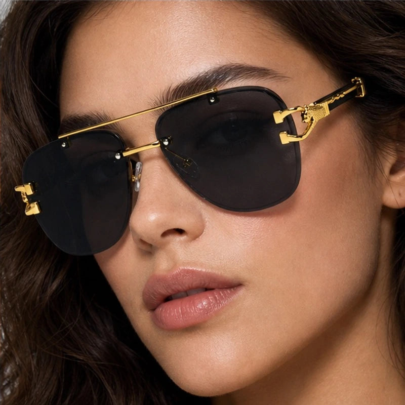 Caius Rimless Aviator Shades - Onyx - rimless sunglasses - Eric Muller - Image 3