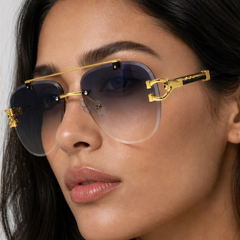 Caius Rimless Aviator Shades - Olive - rimless sunglasses - Eric Muller - Image 3