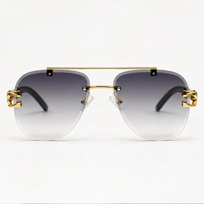 Caius Rimless Aviator Shades - Olive - sunglasses - Eric Muller - Image 2