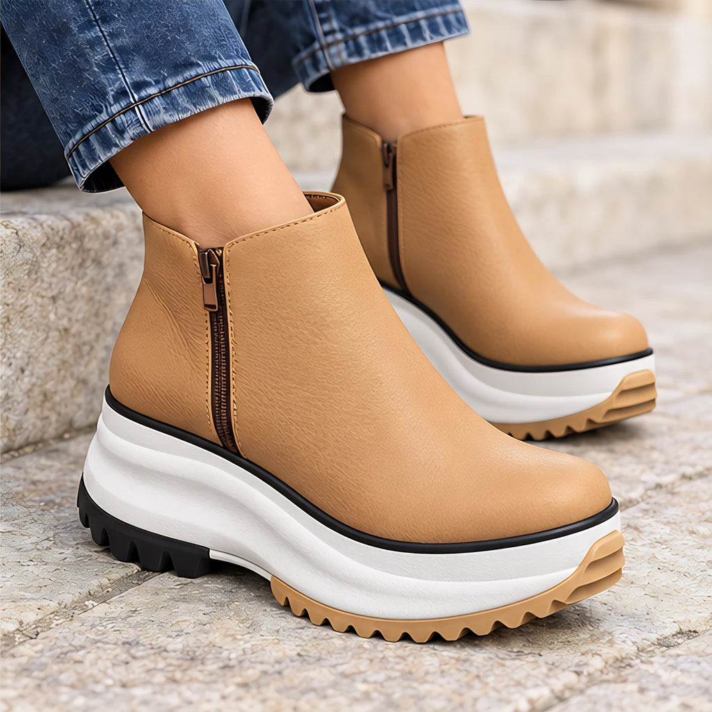 Calanthe Women's Platform Wedge Ankle Boots - Khaki - Women's Footwear > Boots > Platform Ankle Boots - Eric Muller - Image 3