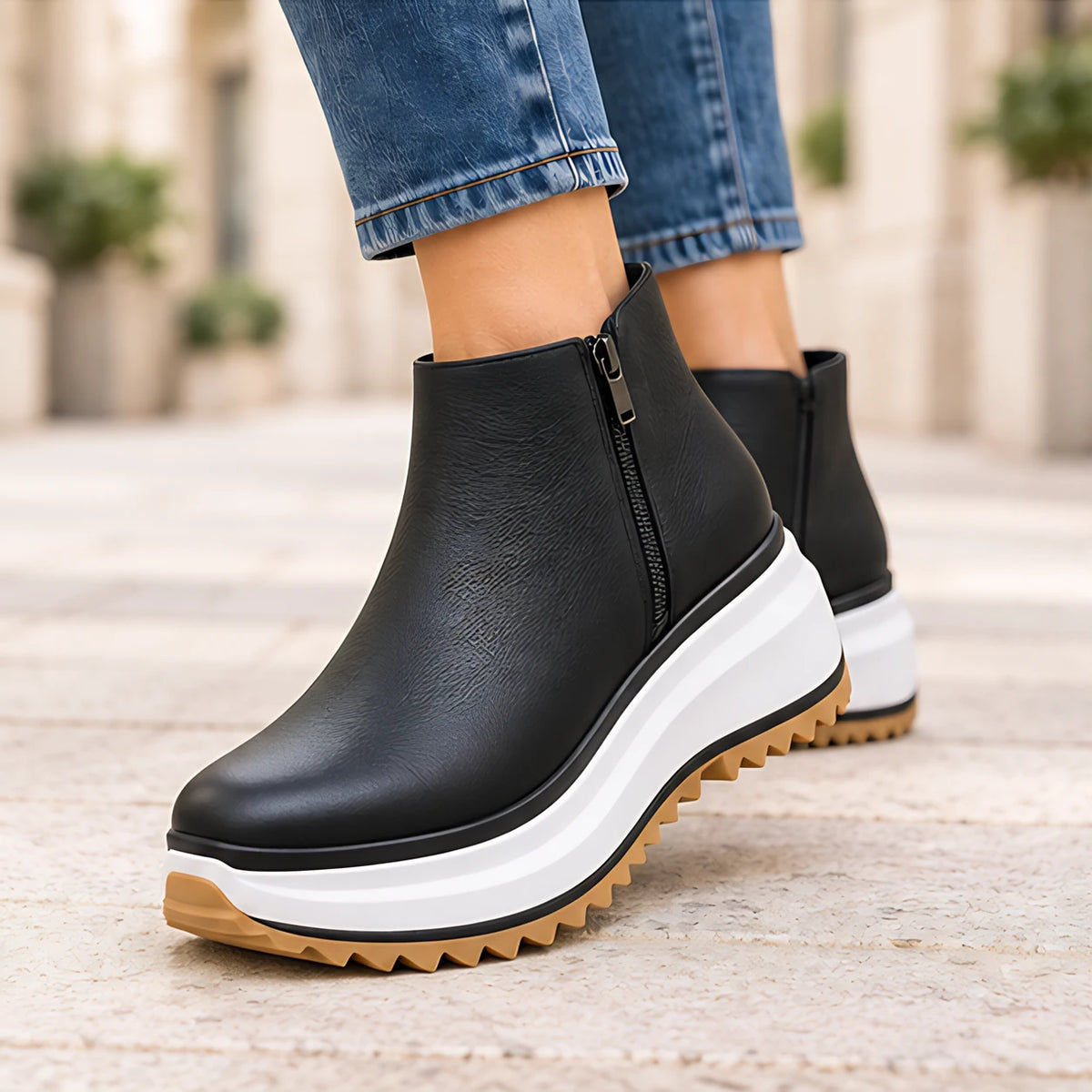 Calanthe Women's Platform Wedge Ankle Boots - Black - Shoes - Eric Muller - Image 2