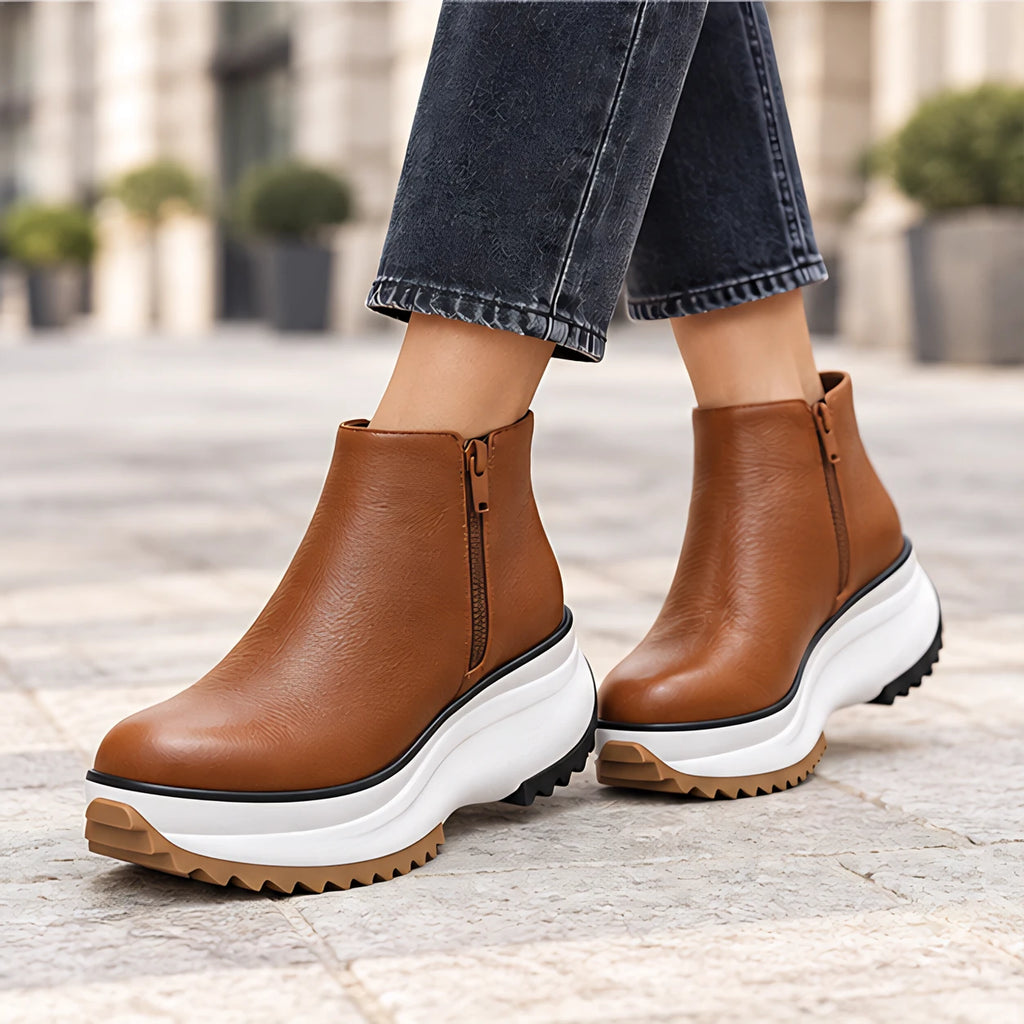 Calanthe Women's Platform Wedge Ankle Boots - Brown - Shoes - Eric Muller - Image 2