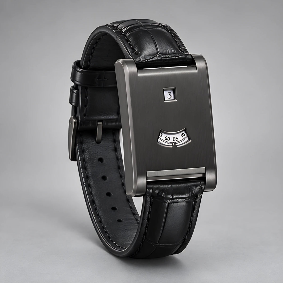 Caldris Men's Square Case Quartz Watch with Leather Band - Obsidian - Accessories > Watches > Quartz Watches - Eric Muller - Image 1