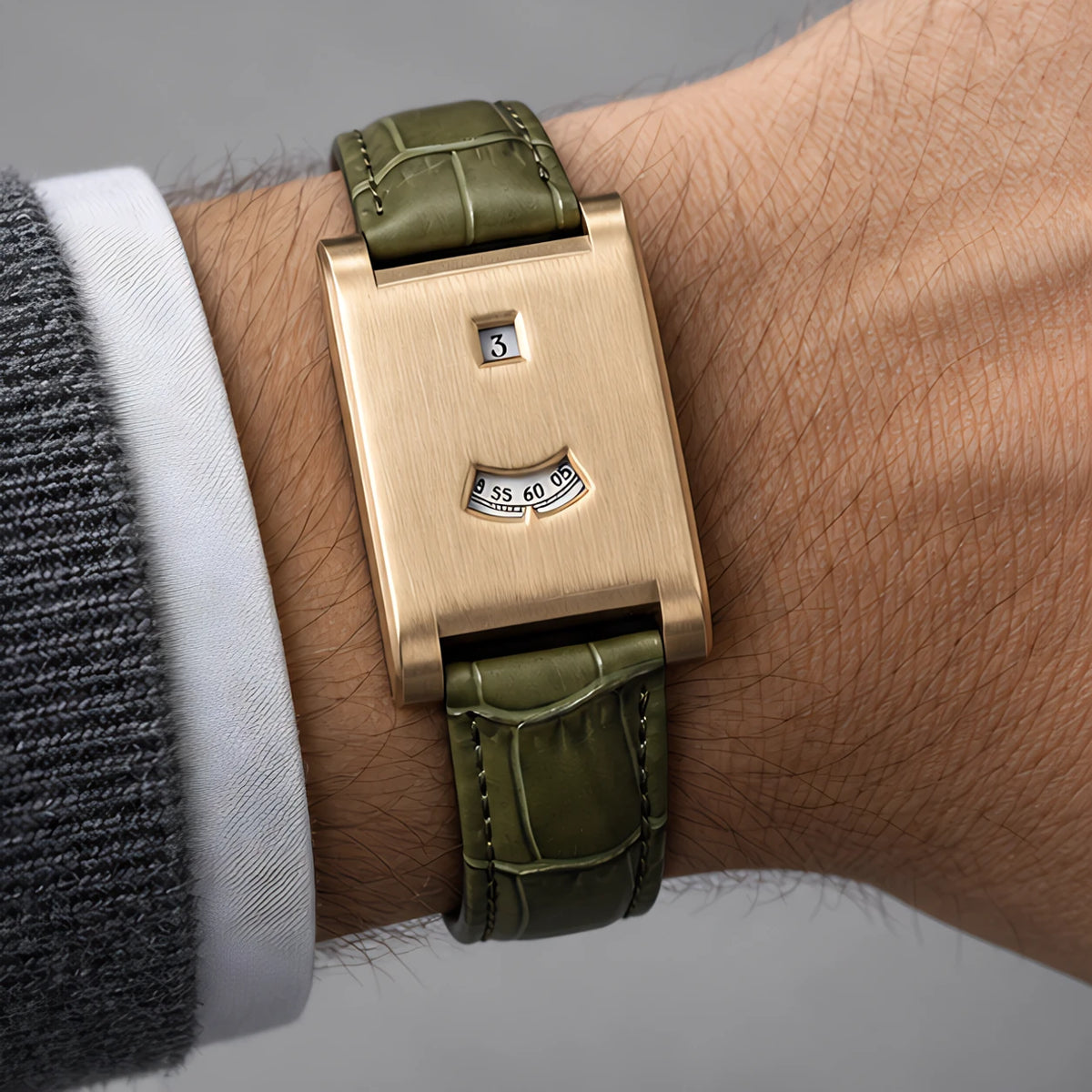 Caldris Men's Square Case Quartz Watch with Leather Band - Heritage Green - Watches - Eric Muller - Image 3