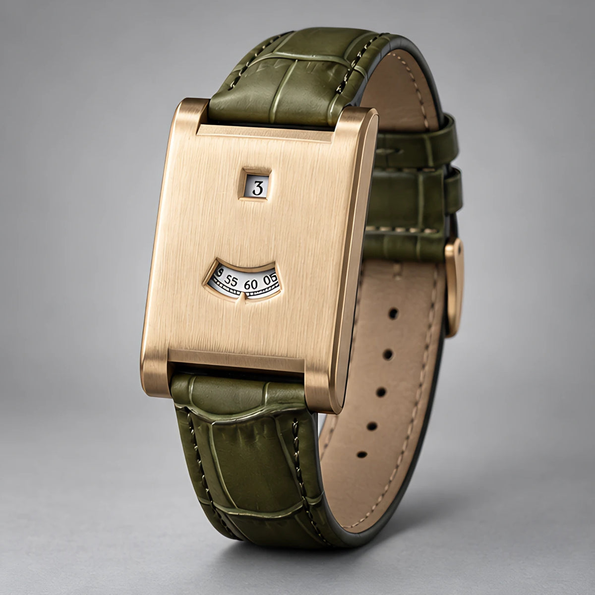 Caldris Men's Square Case Quartz Watch with Leather Band - Heritage Green - Accessories > Watches > Quartz Watches - Eric Muller - Image 1