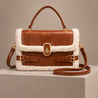 Caledonia Women's Shearling-Trim Leather Handbag - Light Brown - shoulder bag - Eric Muller - Image 4