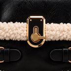 Caledonia Women's Shearling-Trim Leather Handbag - Black - Handbag - Eric Muller - Image 3