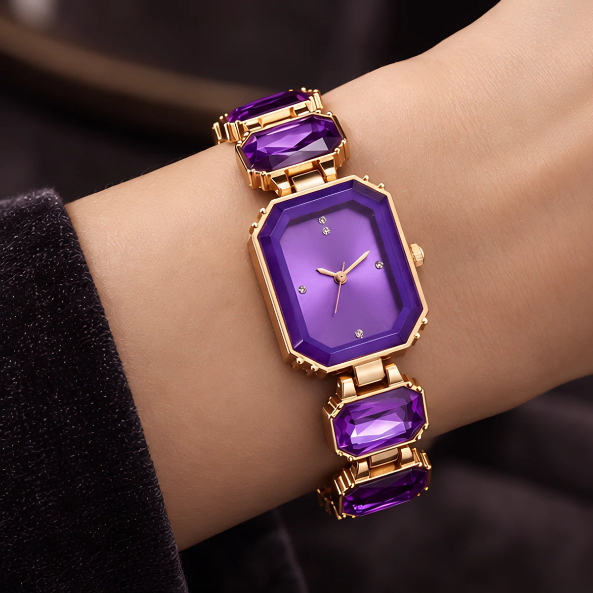 Calienne Women's Gemstone Bracelet Quartz Watch - Purple - Accessories > Watches > Bracelet Watches - Eric Muller - Image 1