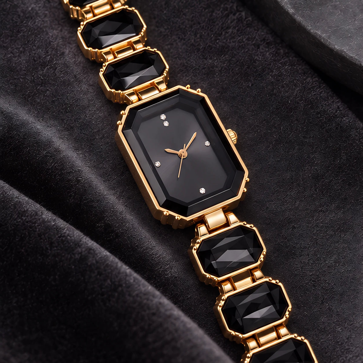 Calienne Women's Gemstone Bracelet Quartz Watch - Black - Accessories > Watches > Bracelet Watches - Eric Muller - Image 2