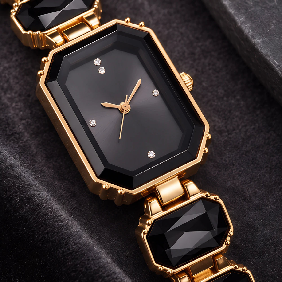 Calienne Women's Gemstone Bracelet Quartz Watch - Black - female - Eric Muller - Image 3