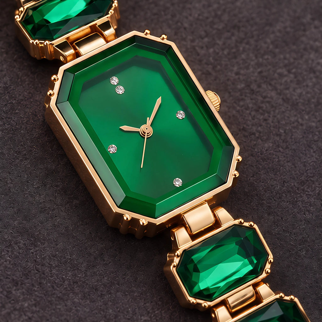 Calienne Women's Gemstone Bracelet Quartz Watch - Green - female - Eric Muller - Image 3