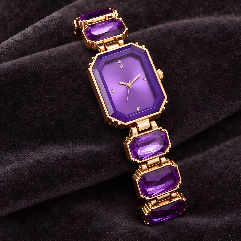 Calienne Women's Gemstone Bracelet Quartz Watch - Purple - Accessories > Watches > Bracelet Watches - Eric Muller - Image 2