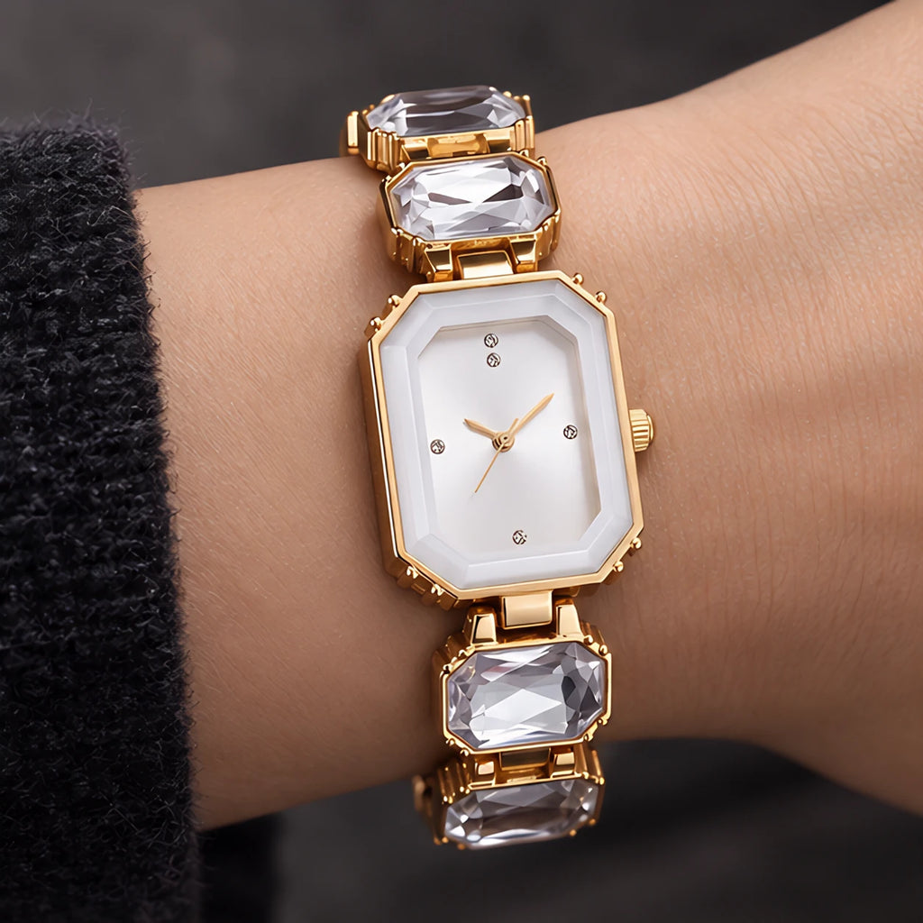 Calienne Women's Gemstone Bracelet Quartz Watch - White - Accessories > Watches > Bracelet Watches - Eric Muller - Image 1