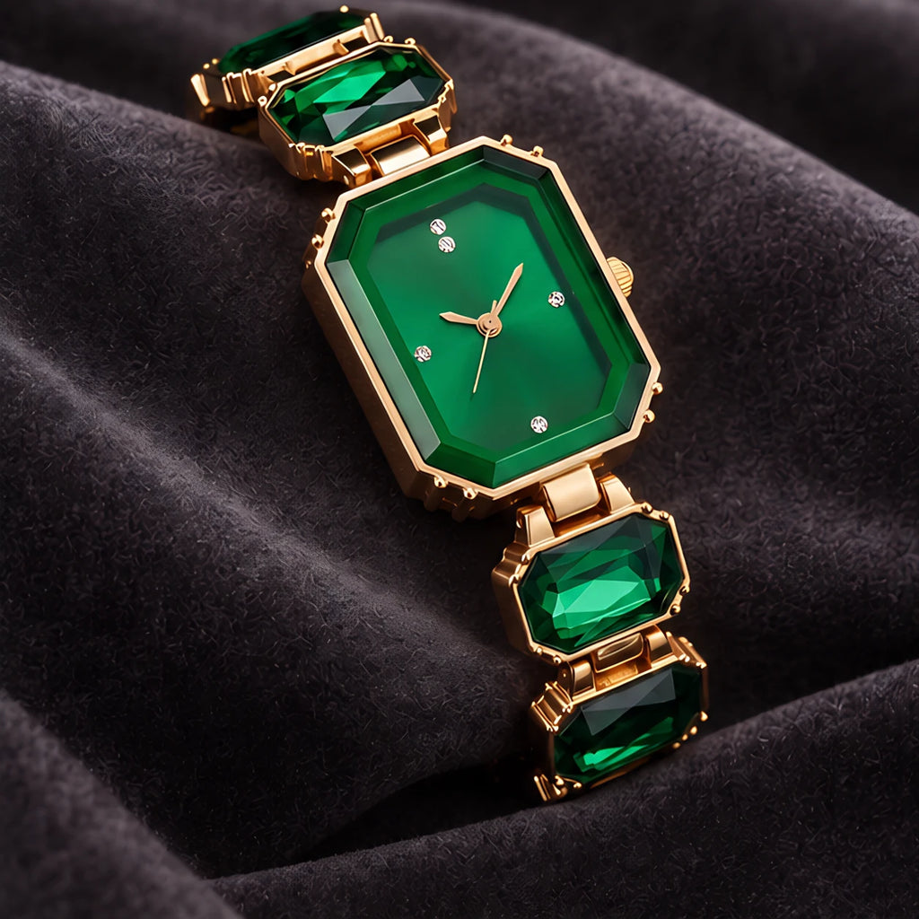 Calienne Women's Gemstone Bracelet Quartz Watch - Green - Accessories > Watches > Bracelet Watches - Eric Muller - Image 2