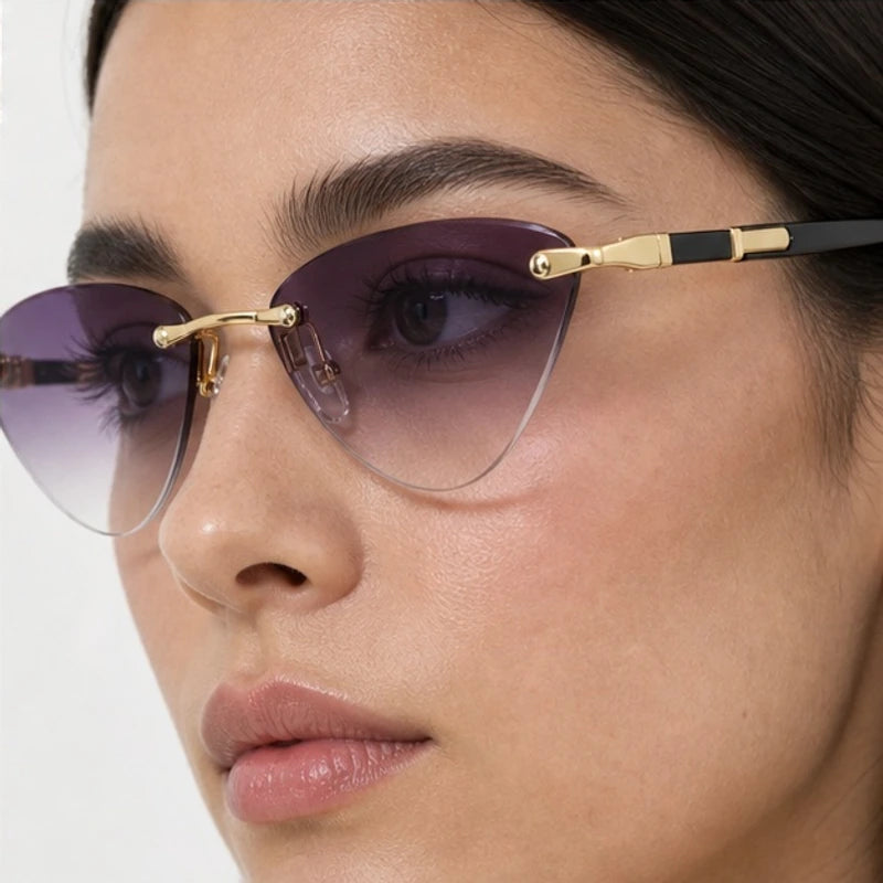 Calista Rimless Cat-Eye Shades - Plum - cat-eye sunglasses - Eric Muller - Image 3