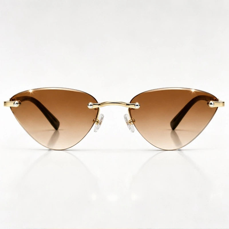 Calista Rimless Cat-Eye Shades - Cognac - sunglasses - Eric Muller - Image 2