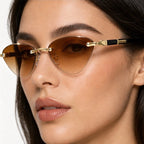 Calista Rimless Cat-Eye Shades - Cognac - cat-eye sunglasses - Eric Muller - Image 3
