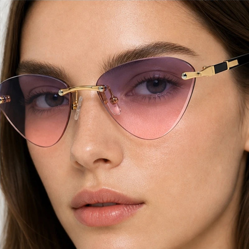 Calista Rimless Cat-Eye Shades - Blush - cat-eye sunglasses - Eric Muller - Image 3